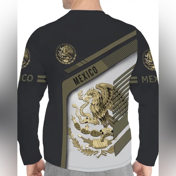 Men's shirt with eye-catching Mexican Aztec print: Round neck, long sleeves, com - Picture 6 of 7